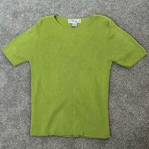Chelsea Way Green Ribbed Knit Top Woman’s L